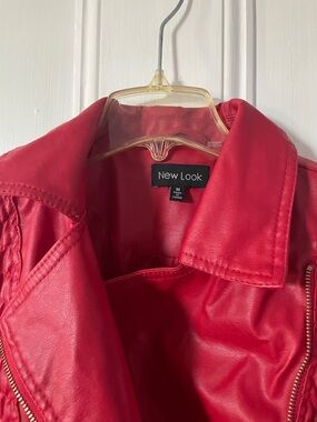 New Look Bright Red Faux Leather Biker Jacket